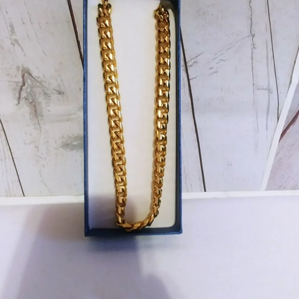 ION Plated YG Curb Necklace 24 in